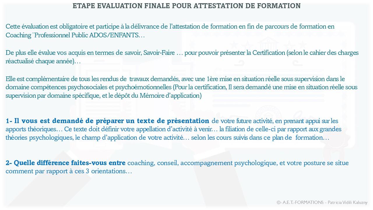 EVALUATION FINALE COACH ADOS