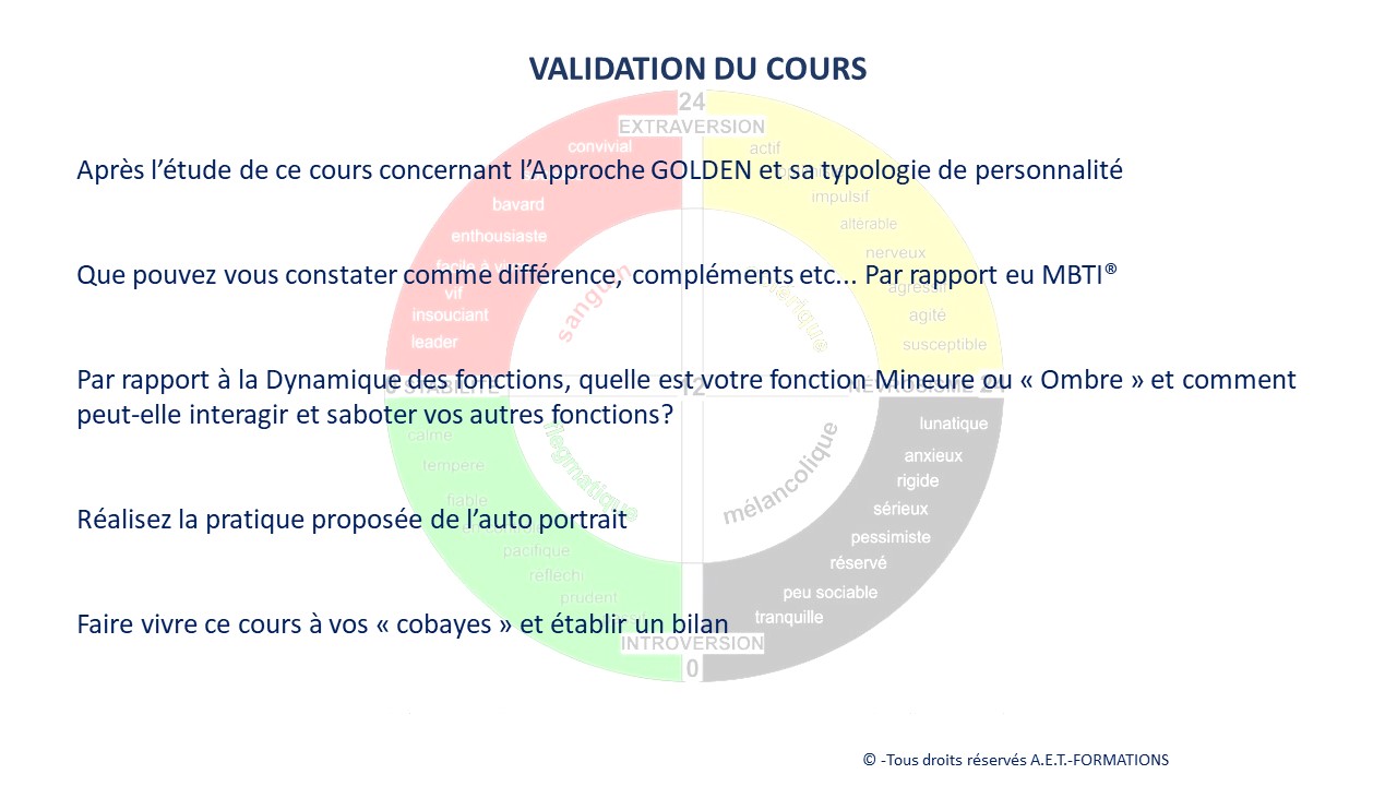 VALIDATION DU COURS