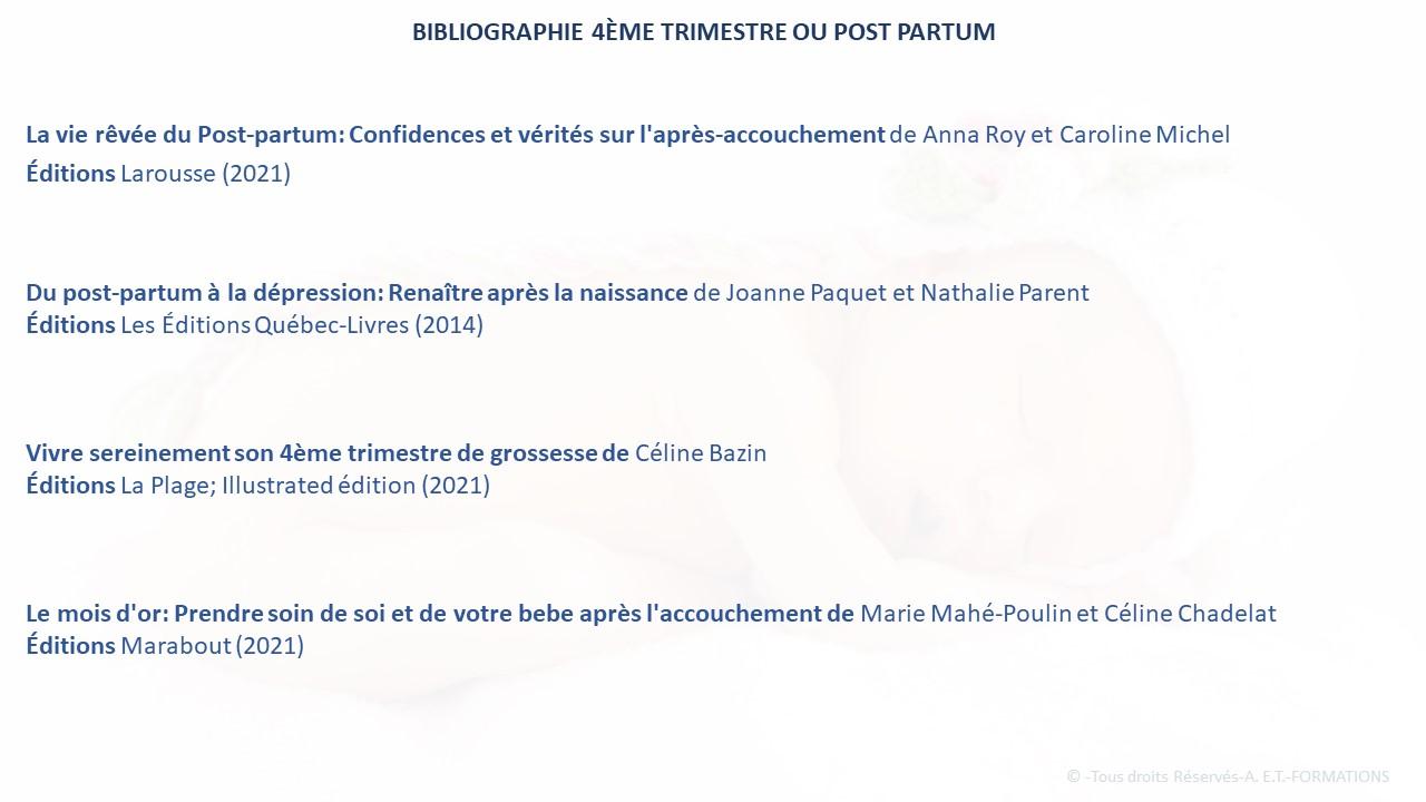 BIBLIOGRAPHIE POST PARTUM