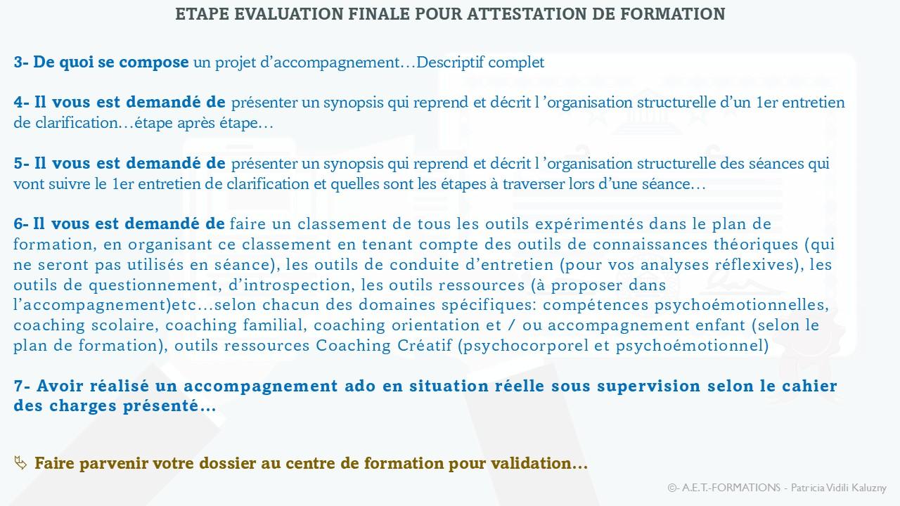 Etape evaluation finale pour attestation de formation ADOS2025